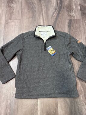 Orvis Men's Gray Half-Zip Sherpa-Lined Sweater NWT Large